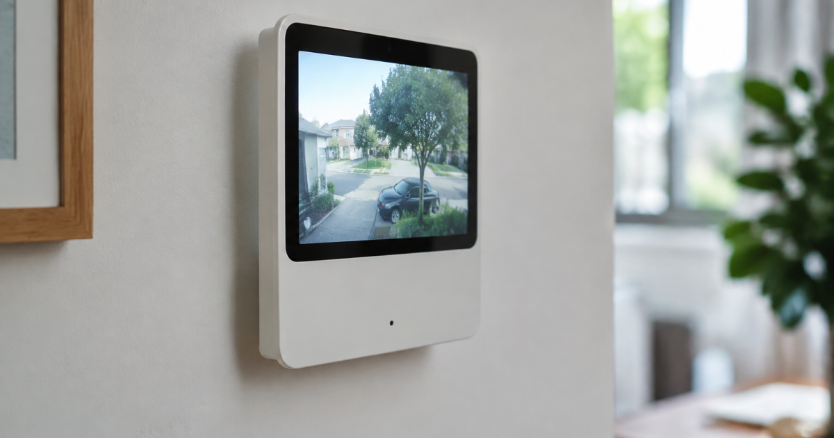 Petit appareil blanc vertical mural affichant flux video