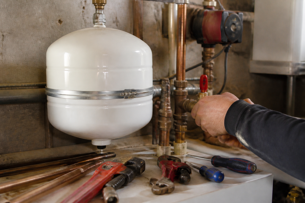 Ballon blanc tuyauterie outils devis plomberie
